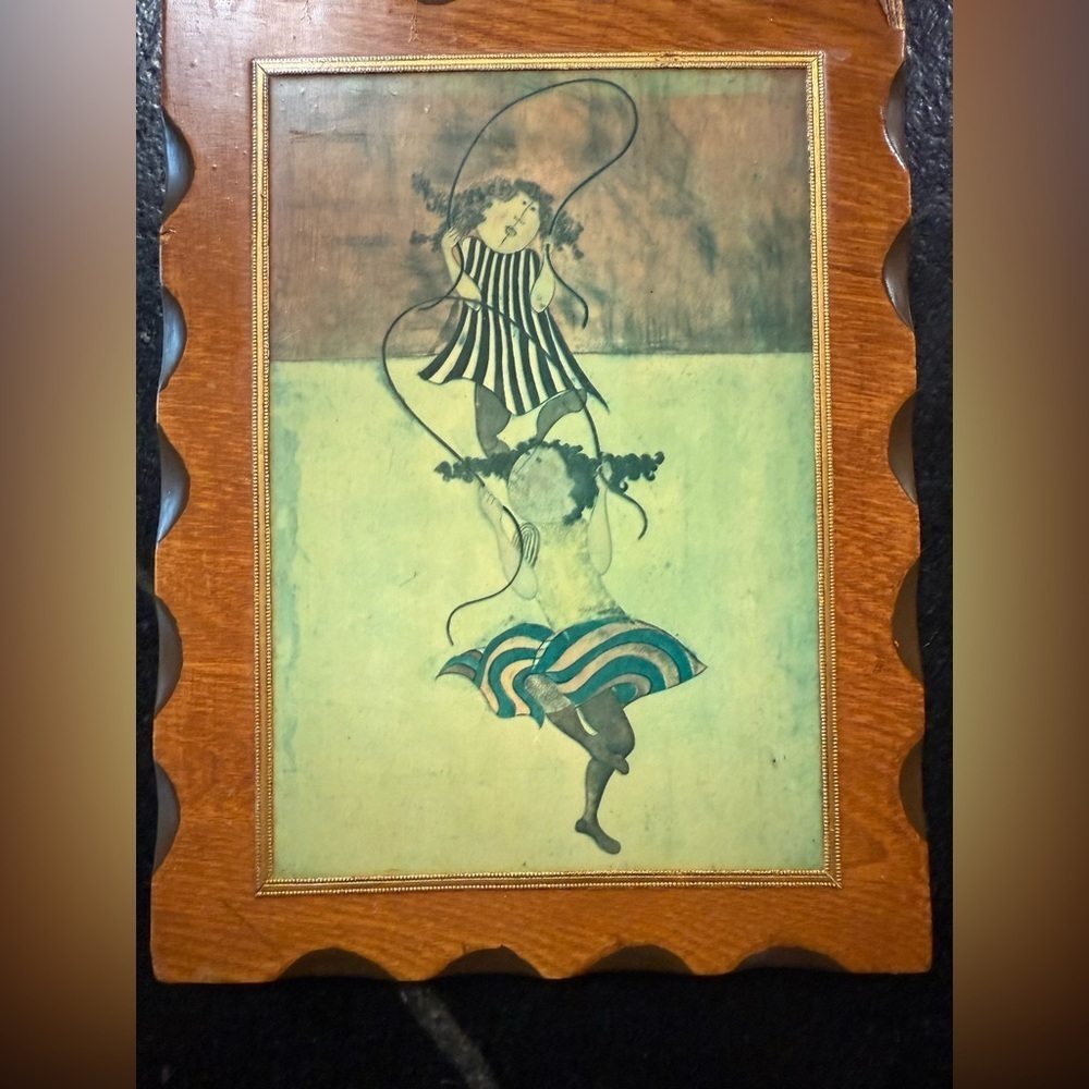 Graciela Rodo Boulanger "Two Girls Jumping Rope" Print mounted on a wood plaque. - Picture 2 of 6